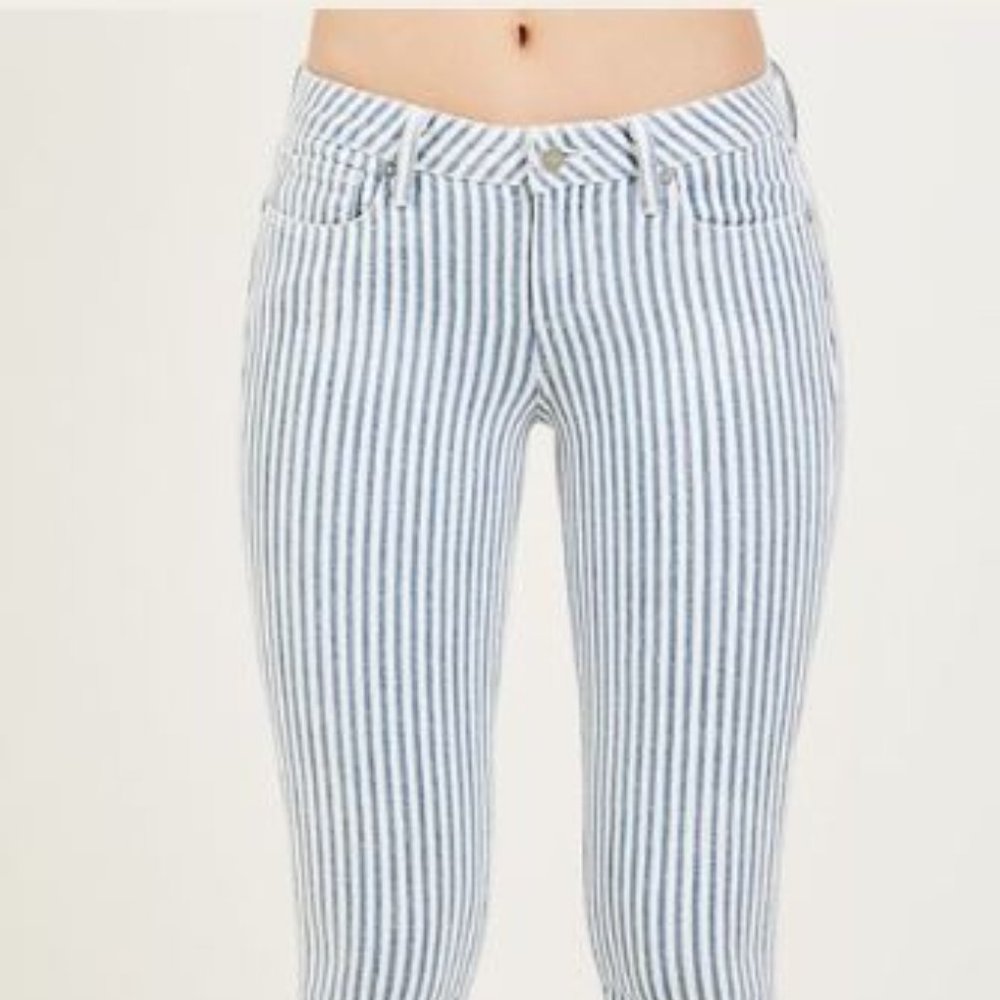 PAIGE VERDUGO CROP JEAN - NAVY BLUE STRIPE - SIZE 27